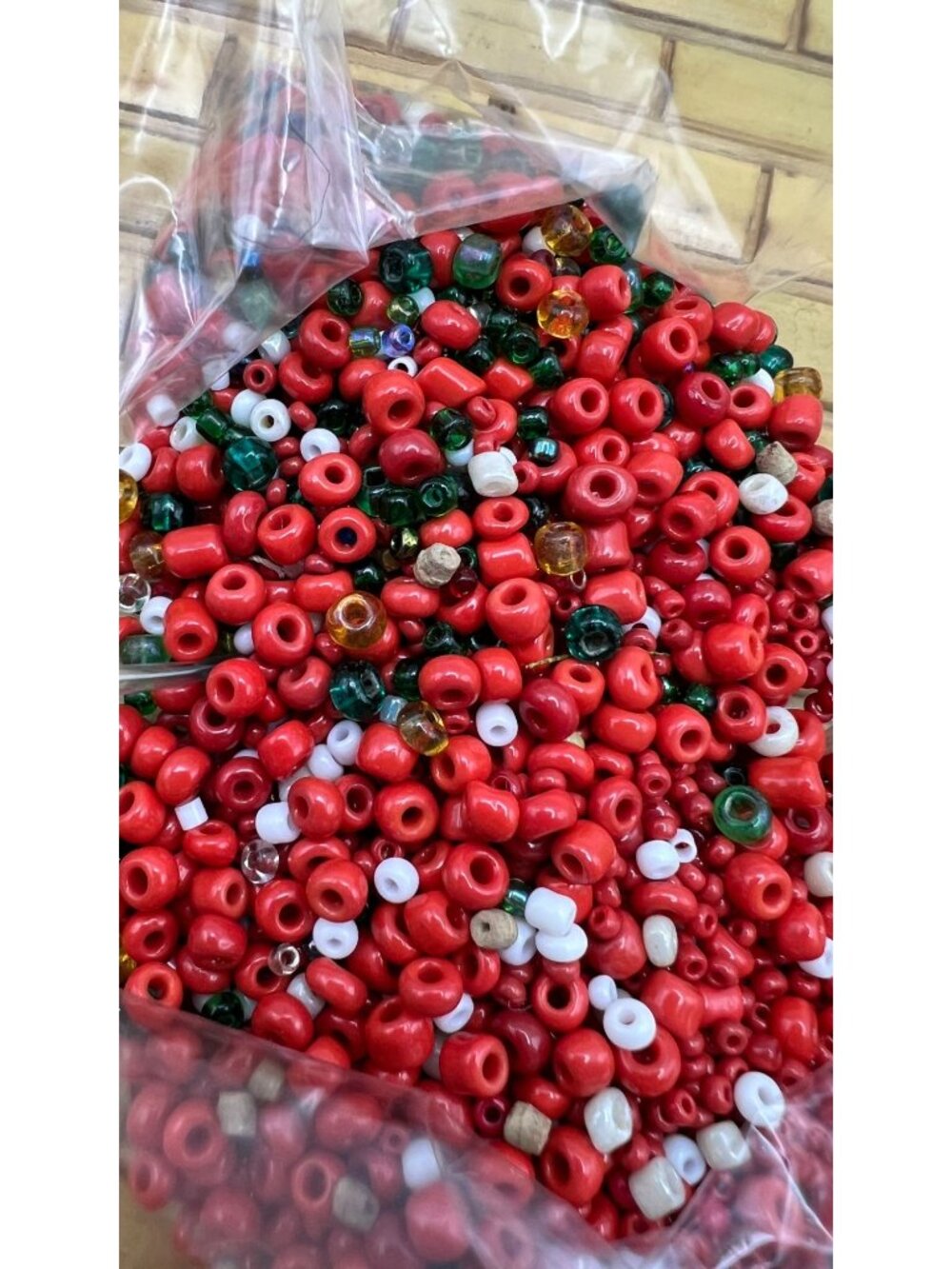 Red & Green Glass Beads For Jewelry Making Assorted Sizes & Shapes